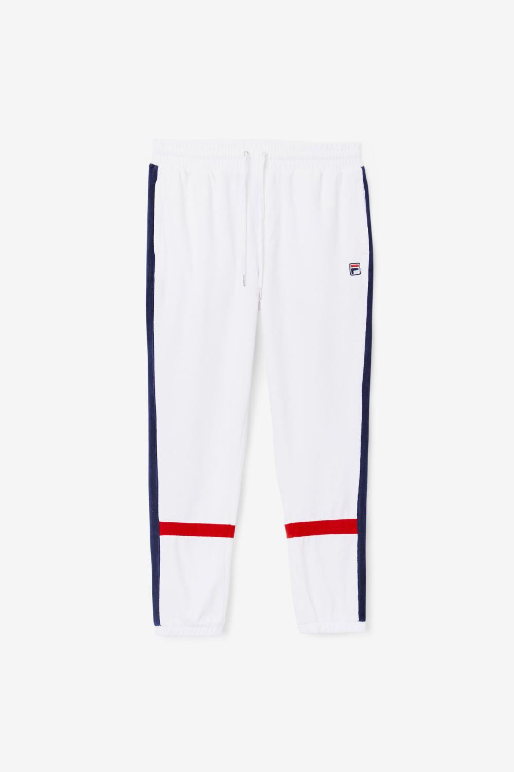 Men Pants & Shorts | FILA Ravid Velour Pant 100 WHITE / FILA NAVY / FILA RED