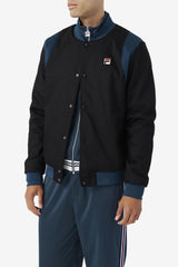 Men Sweaters & Outerwear | FILA Cree Bomber 001 BLACK / DARK TEAL