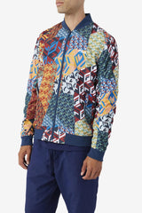Men Sweaters & Outerwear | FILA Mav Bomber Jacket 933 MOONLIT OCEAN / RADIAN YELLOW / WHITE PRINT
