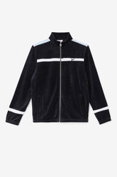 Men Sweaters & Outerwear | FILA Ravid Velour Jacket 001 BLACK / WHITE / SKYWAY