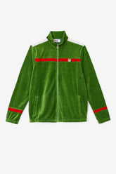 Men Sweaters & Outerwear | FILA Ravid Velour Jacket 341 FORMAL GARDEN / WHITE / FILA RED