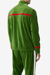 Men Sweaters & Outerwear | FILA Ravid Velour Jacket 341 FORMAL GARDEN / WHITE / FILA RED