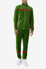 Men Sweaters & Outerwear | FILA Ravid Velour Jacket 341 FORMAL GARDEN / WHITE / FILA RED