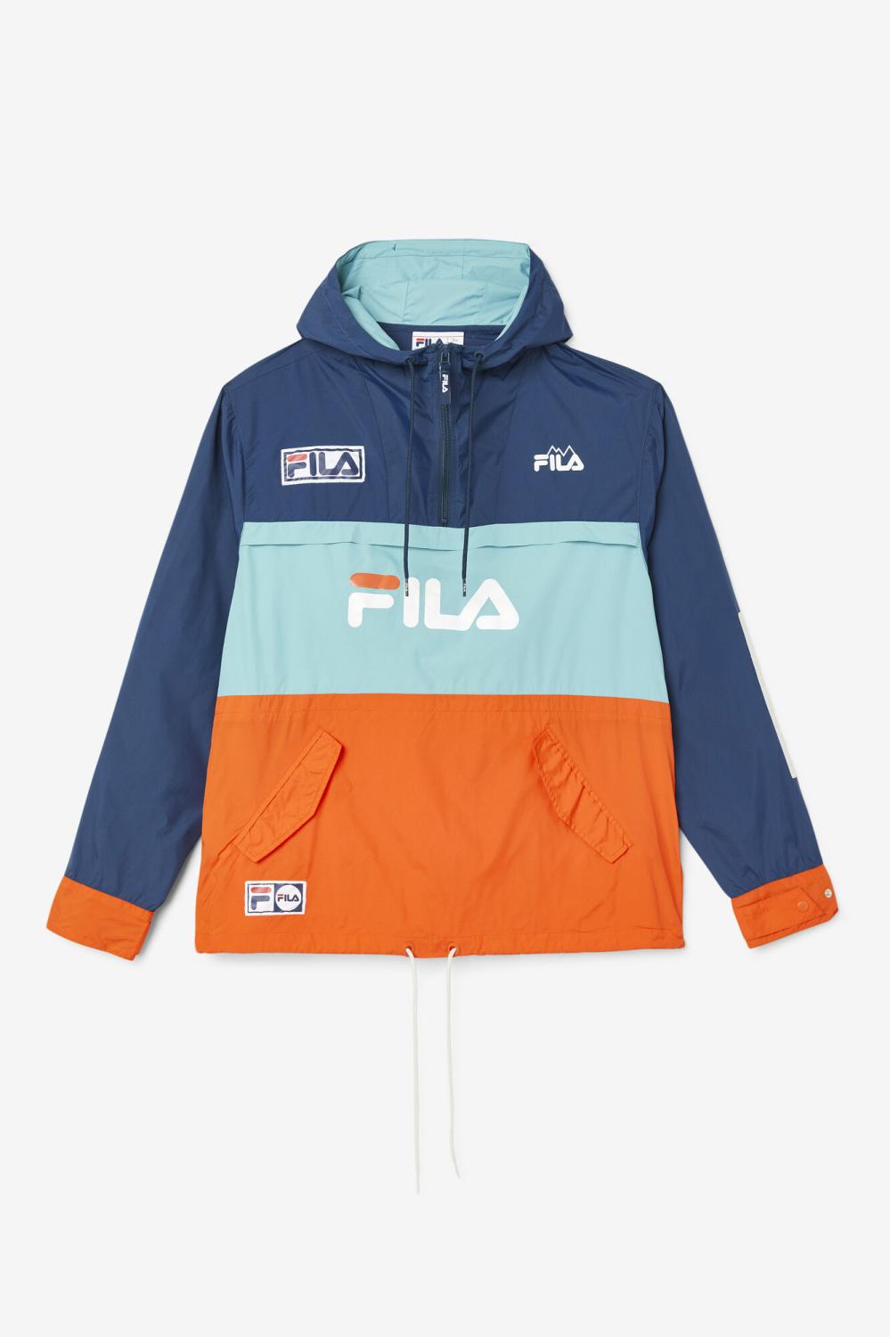 Men Sweaters & Outerwear | FILA Tharu Windjacket 934 FRENCH NAVY / BAYOU / CHERRY TOMATO
