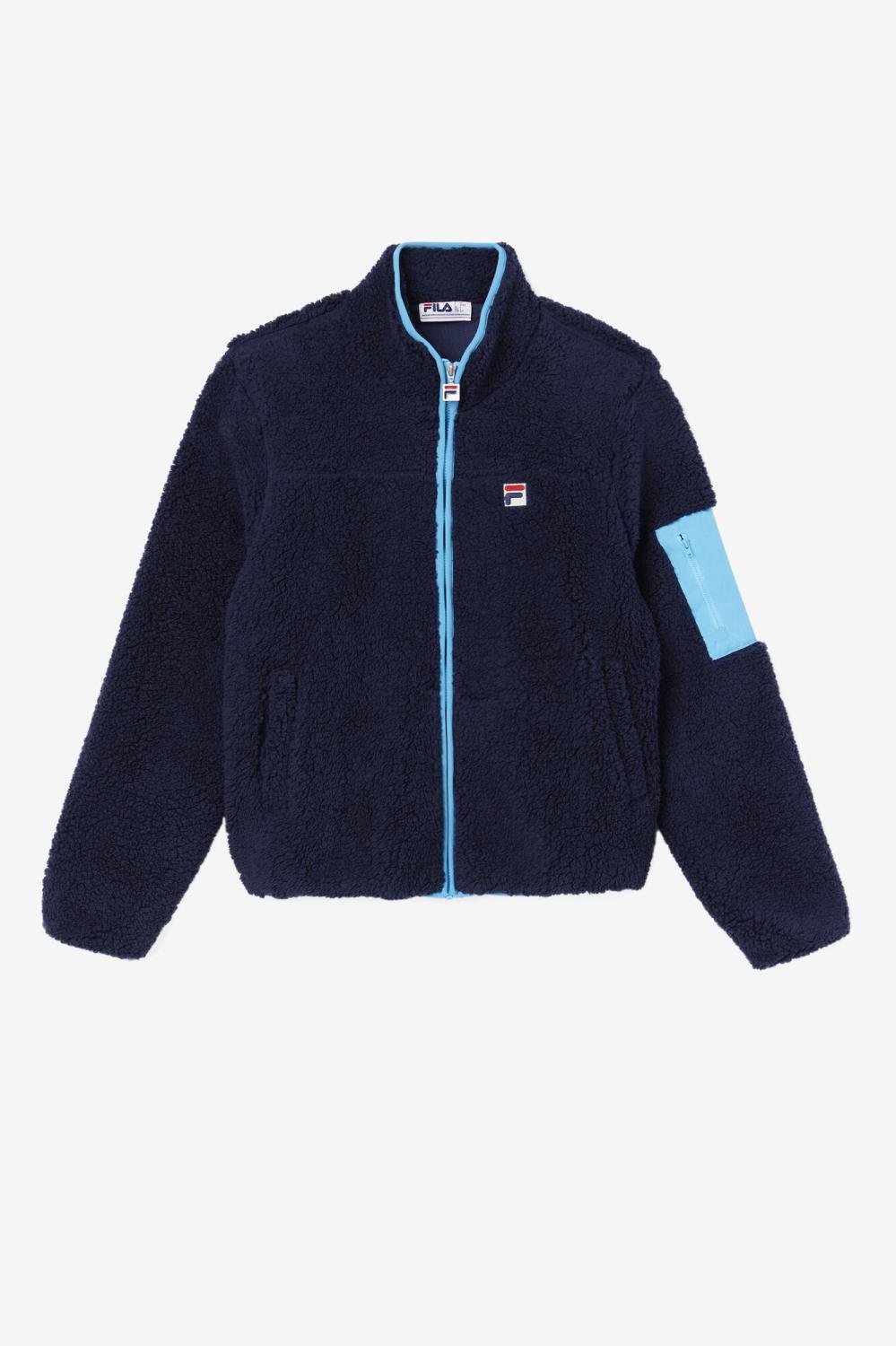 Men Sweaters & Outerwear | FILA Yale Sherpa Jacket 410 FILA NAVY / AQUARIUS