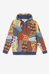 Men Sweatshirts & Hoodies | FILA Anja Hoodie 732 RADIANT YELLOW PRINT / MOONLIT OCEAN
