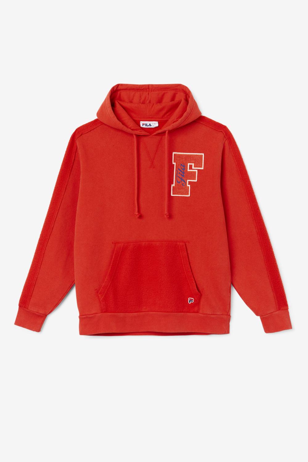 Men Sweatshirts & Hoodies | FILA Bryson Vintage Wash Hoodie 625 FIERY RED / TWILIGHT BLUE
