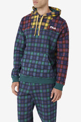 Men Sweatshirts & Hoodies | FILA Dorm Plaid Hoodie 990 JUNE BUG / RHUBARB / FILA NAVY