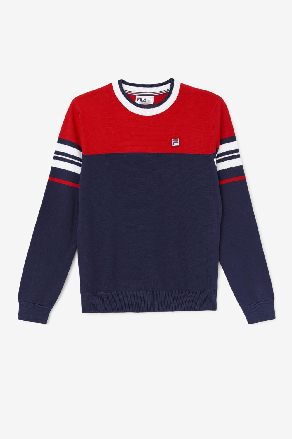 Men Sweatshirts & Hoodies | FILA Everly Sweater 410 PEACOAT / RED / WHITE
