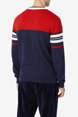 Men Sweatshirts & Hoodies | FILA Everly Sweater 410 PEACOAT / RED / WHITE