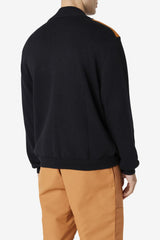 Men Sweatshirts & Hoodies | FILA Merkle 1/4 Zip Sweater 001 BLACK / ADOBE