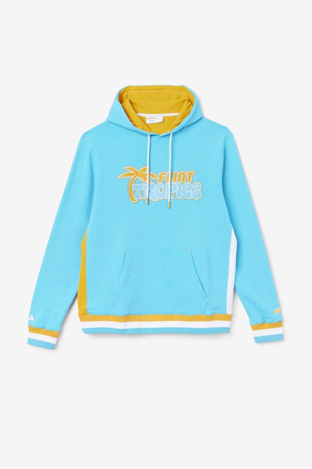 Men Sweatshirts & Hoodies | FILA Semi-Pro Hoodie 406 SCUBA BLUE / RADIANT YELLOW / WHITE