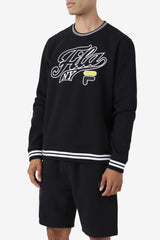 Men Sweatshirts & Hoodies | FILA Taylor Crewneck Sweatshirt 001 BLACK / WHITE / MIMOSA