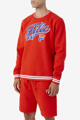 Men Sweatshirts & Hoodies | FILA Taylor Crewneck Sweatshirt 625 FIERY RED / TWILIGHT BLUE / WHITE