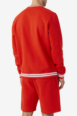 Men Sweatshirts & Hoodies | FILA Taylor Crewneck Sweatshirt 625 FIERY RED / TWILIGHT BLUE / WHITE