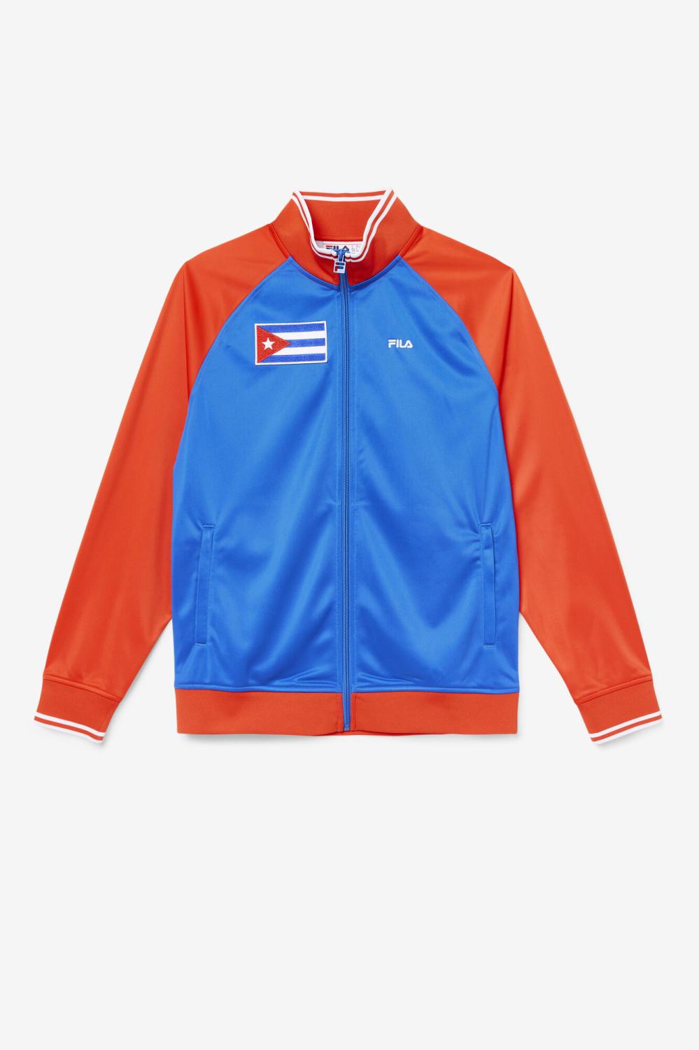 Men Sweatsuits & Tracksuits | FILA Cuba Track Jacket 625 FIERY RED / WHITE / PRINCESS BLUE