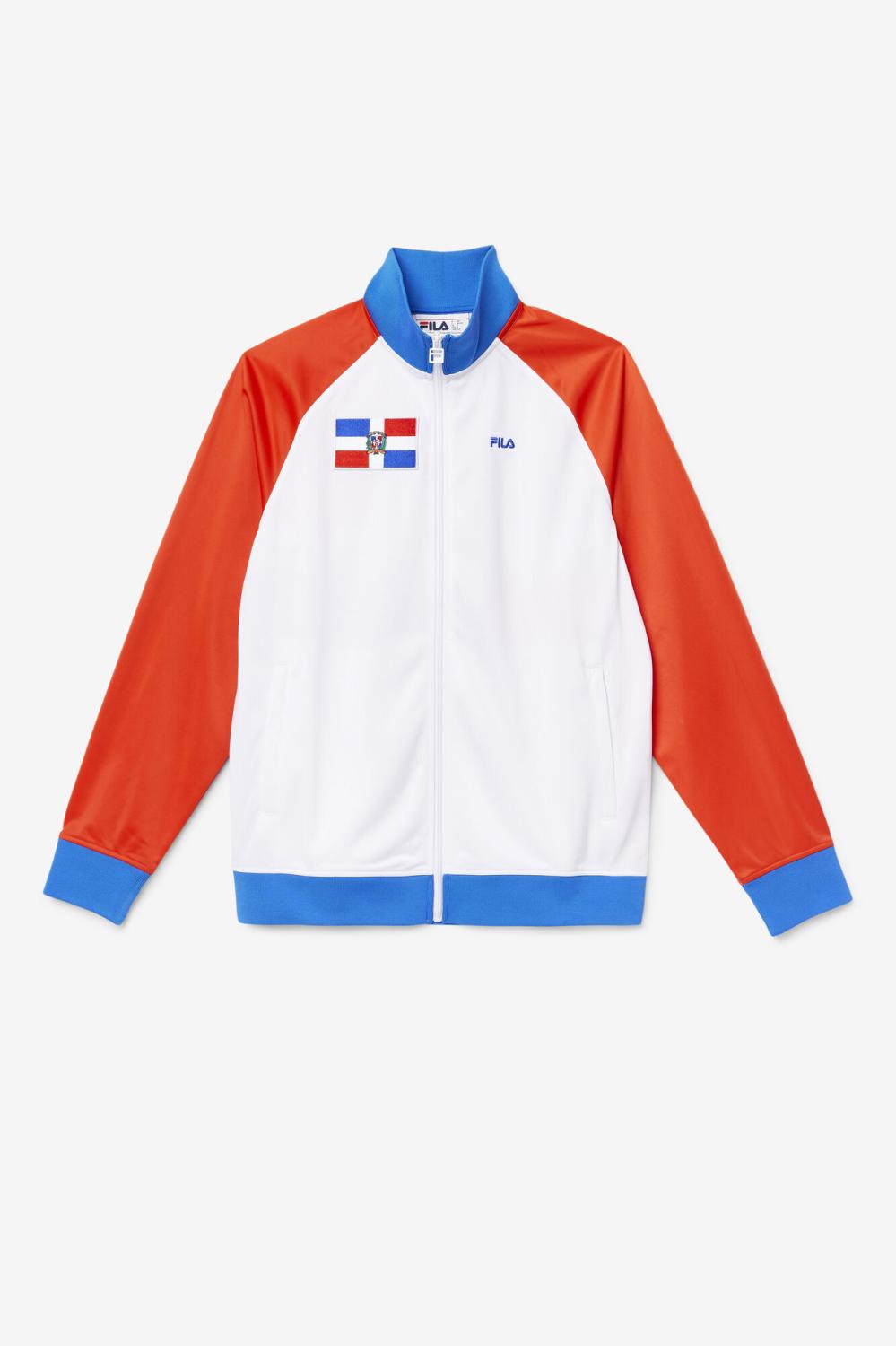 Men Sweatsuits & Tracksuits | FILA Dominican Republic Track Jacket 625 FIERY RED / WHITE / PRINCESS BLUE