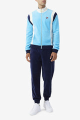 Men Sweatsuits & Tracksuits | FILA Floyd Velour Jacket 156 AQUARIUS / EGRET / FILA NAVY