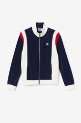 Men Sweatsuits & Tracksuits | FILA Floyd Velour Jacket 410 FILA NAVY / EGRET / FILA RED