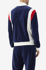 Men Sweatsuits & Tracksuits | FILA Floyd Velour Jacket 410 FILA NAVY / EGRET / FILA RED