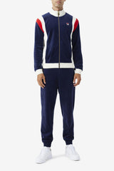Men Sweatsuits & Tracksuits | FILA Floyd Velour Jacket 410 FILA NAVY / EGRET / FILA RED