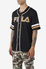 Men Tops | FILA 2Pac Baseball Jersey 001 BLACK / TOBACCO BROWN / WHITE