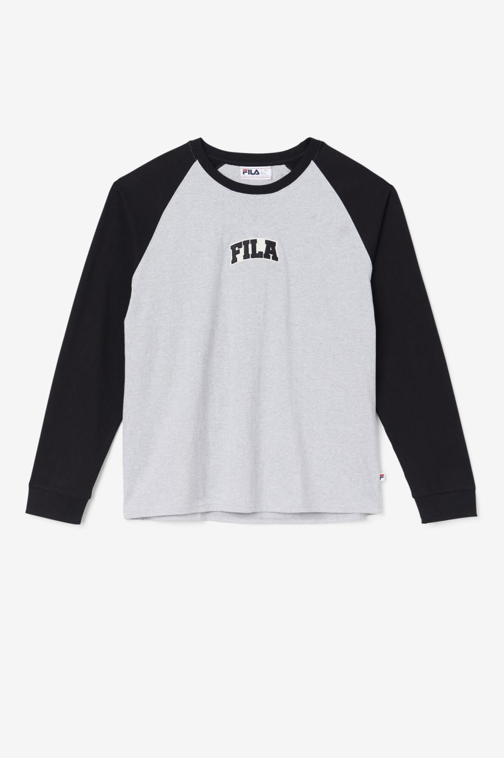 Men Tops | FILA Chet Raglan Tee 064 LIGHT GREY MARL / BLACK