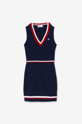 Women Dresses & Rompers | FILA Darian Sweater Knit Dress 410 FILA NAVY / FILA RED / WHITE