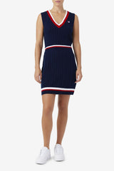 Women Dresses & Rompers | FILA Darian Sweater Knit Dress 410 FILA NAVY / FILA RED / WHITE