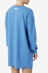 Women Dresses & Rompers | FILA Mazik T-Shirt Dress 925 VALLARTA BLUE / WHITE