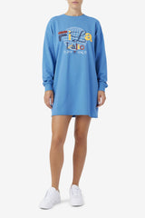 Women Dresses & Rompers | FILA Mazik T-Shirt Dress 925 VALLARTA BLUE / WHITE