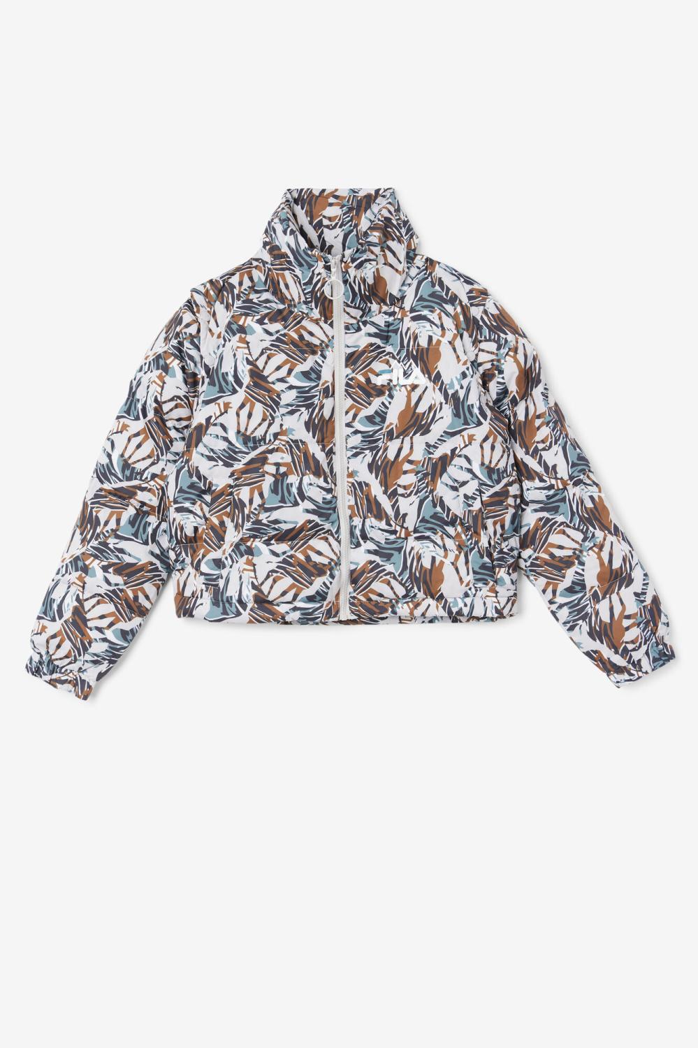 Women Jackets & Outerwear | FILA Loretta Snap Off Sleeve Cropped Puffer Jacket 047 GIRAFFE PRINT