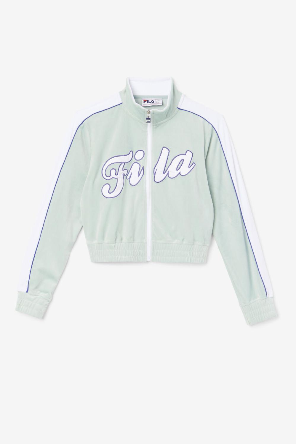 Women Jackets & Outerwear | FILA Valery Velour Jacket 362 ETHER / WHITE / ORIENT BLUE