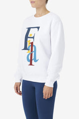 Women Sweatshirts & Hoodies | FILA Araceli Crewneck 100 WHITE / MOONLIT OCEAN / RADIANT YELLOW