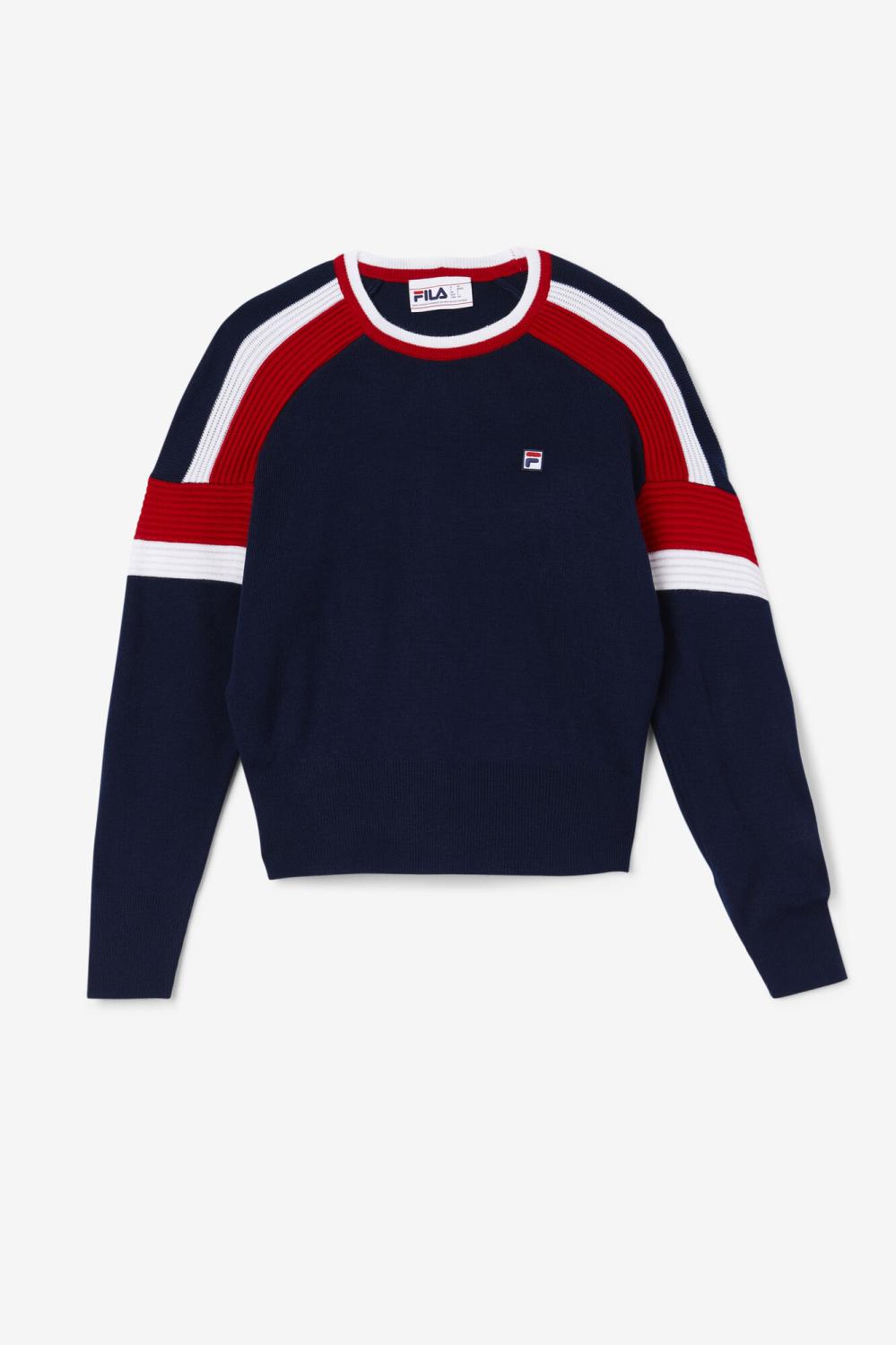 Women Sweatshirts & Hoodies | FILA Frankie Knit Crew 410 FILA NAVY / FILA RED / WHITE