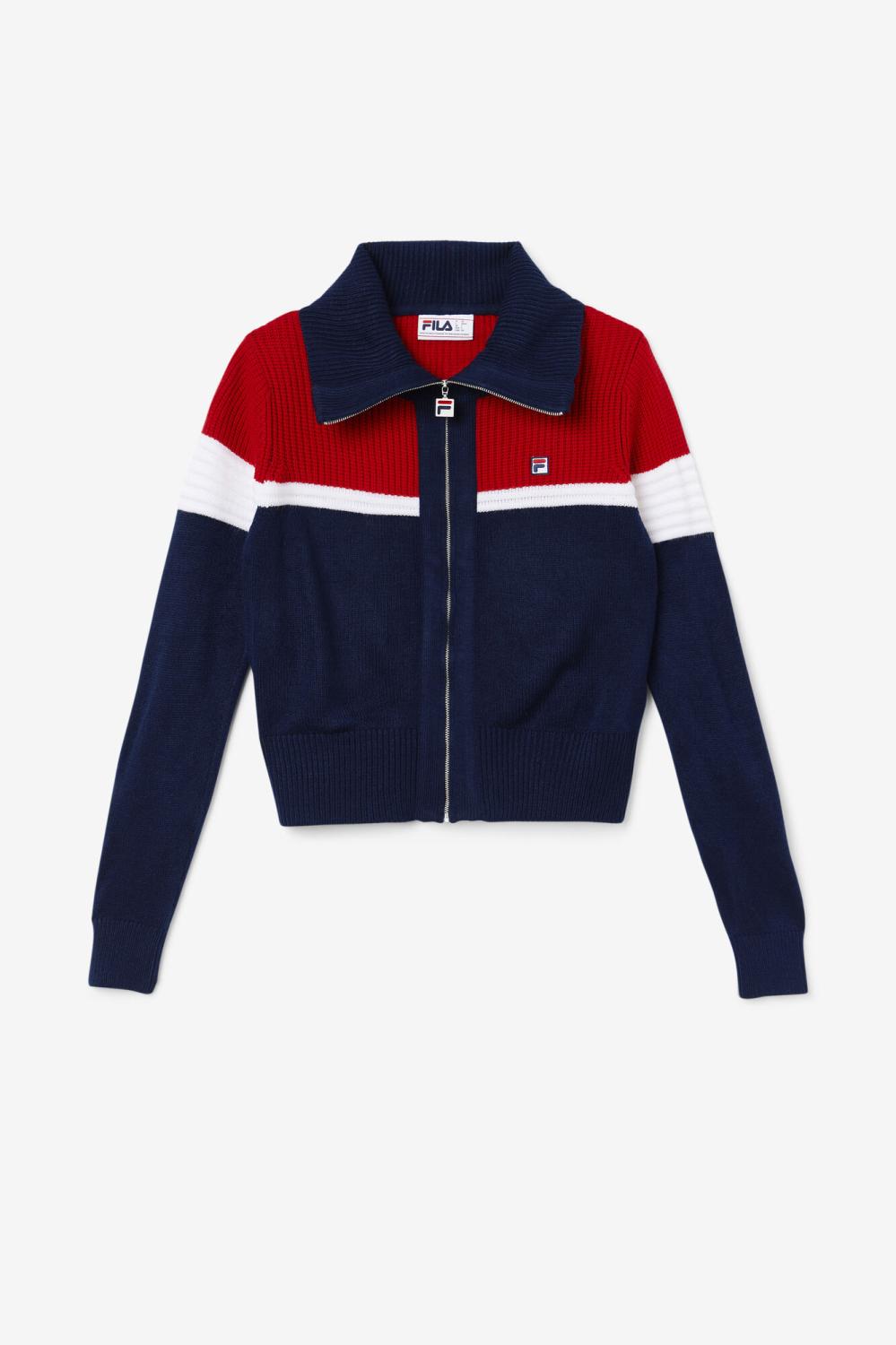 Women Sweatshirts & Hoodies | FILA Jill Cardigan 410 FILA NAVY / FILA RED / WHITE