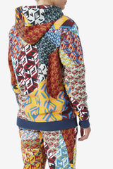 Women Sweatshirts & Hoodies | FILA Laylani Hoodie 933 MOONLIT OCEAN / RADIANT YELLOW / WHITE PRINT