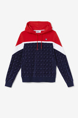 Women Sweatshirts & Hoodies | FILA Lorri Velour Hoodie 410 FILA NAVY / FILA RED / WHITE