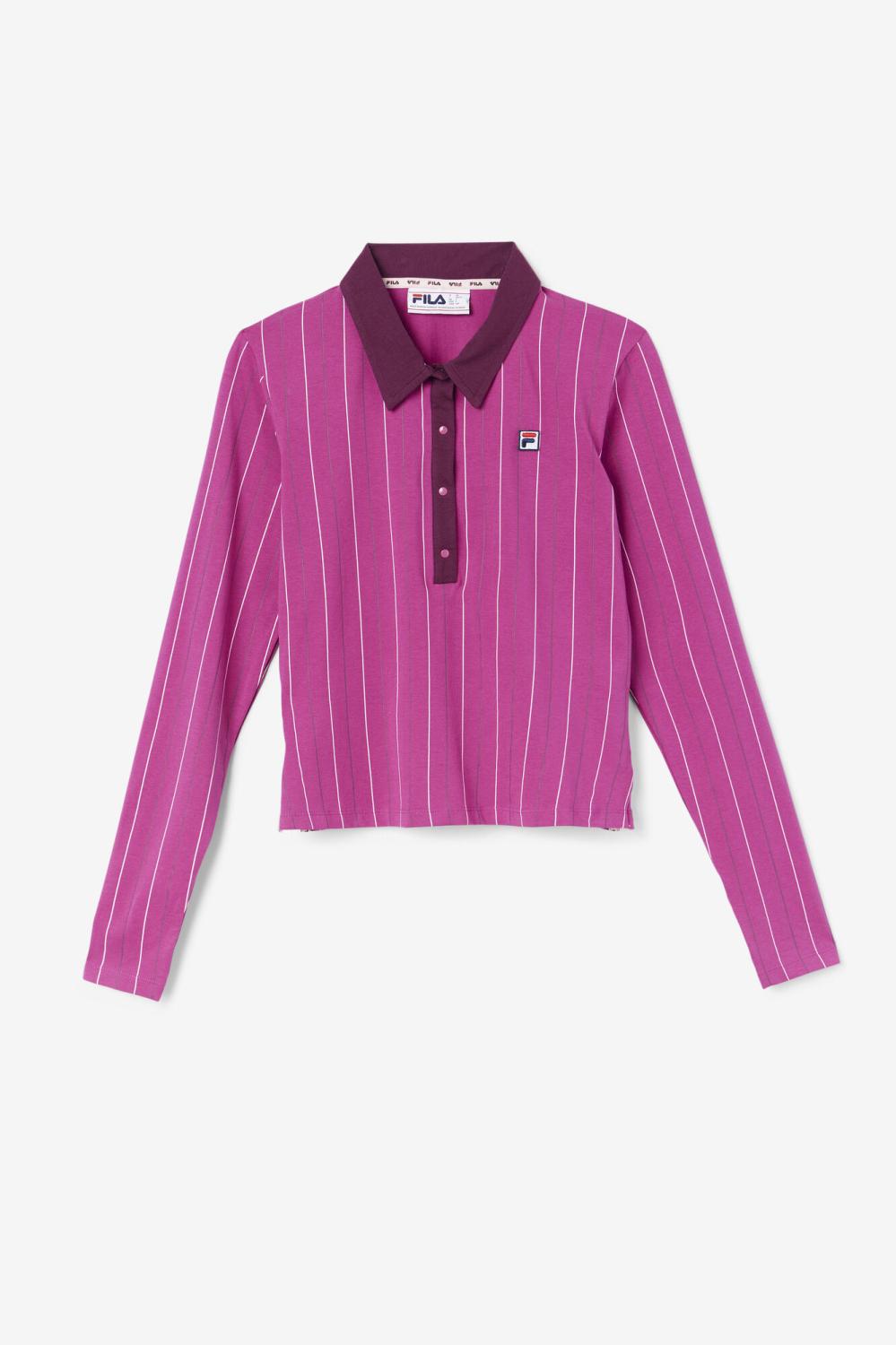 Women Tops & T-Shirts | FILA Jada Long Sleeve Polo 561 BATON ROUGE / POTPOURRI / GRAPE WINE