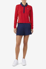 Women Tops & T-Shirts | FILA Jada Long Sleeve Polo 640 FILA RED