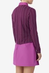 Women Tops & T-Shirts | FILA Jada Long Sleeve Polo 894 GRAPE WINE / BATON ROUGE / POTPOURRI