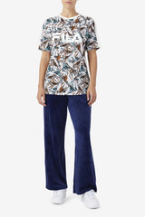 Women Tops & T-Shirts | FILA Nataly Boyfriend Tee 172 EGRET / STORMY WEATHER / EGRET / DEEP LAKE PRINT