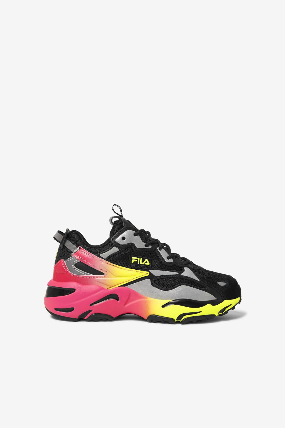 Kids Big Kids (3.5-7) | FILA Big Kids' Ray Tracer Apex 044 BLACK / SAFETY YELLOW / DEEP PINK