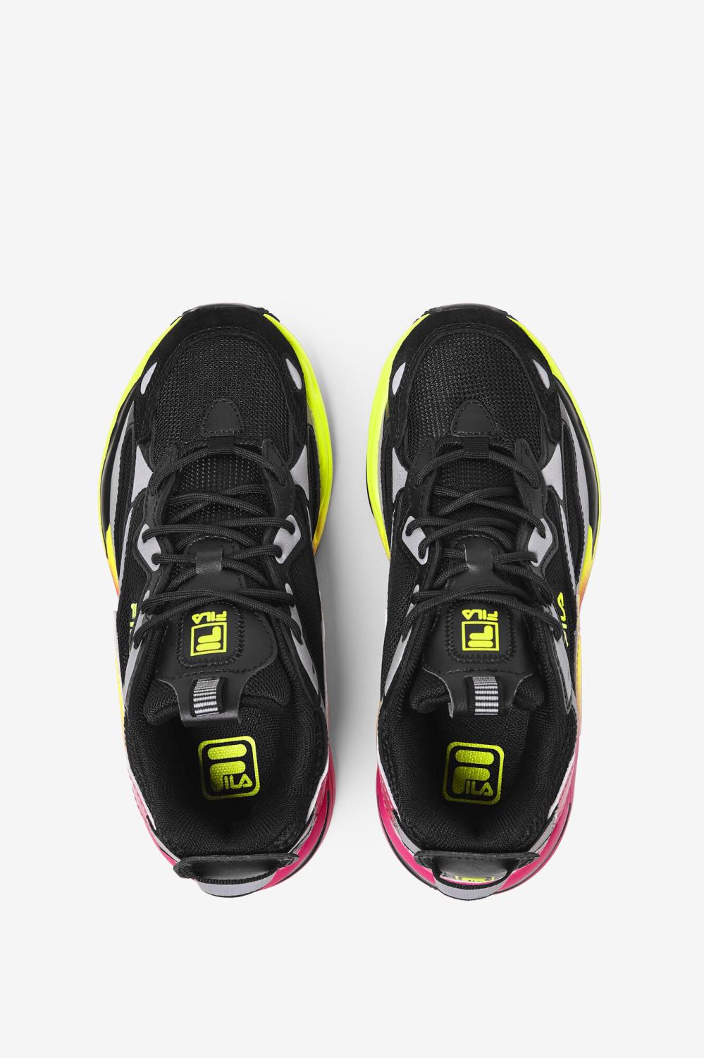 Kids Little Kids (10.5-3) | FILA Little Kids' Ray Tracer Apex 044 BLACK / SAFETY YELLOW / DEEP PINK