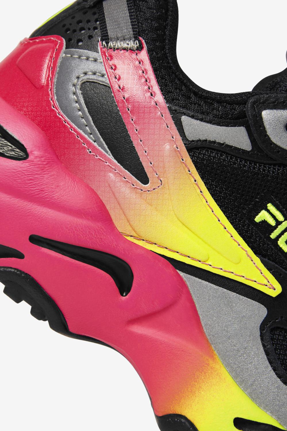 Kids Little Kids (10.5-3) | FILA Little Kids' Ray Tracer Apex 044 BLACK / SAFETY YELLOW / DEEP PINK