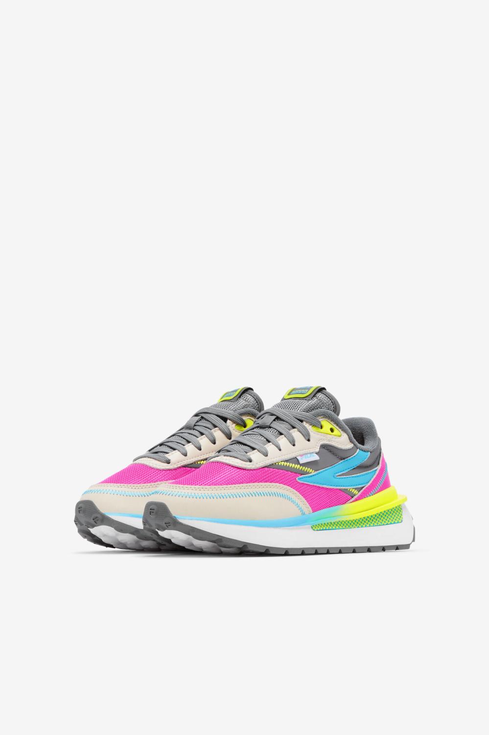 Kids Little Kids (10.5-3) | FILA Little Kids' Renno 664 KNOCKOUT PINK / WHISPER WHITE / SAFETY YELLOW