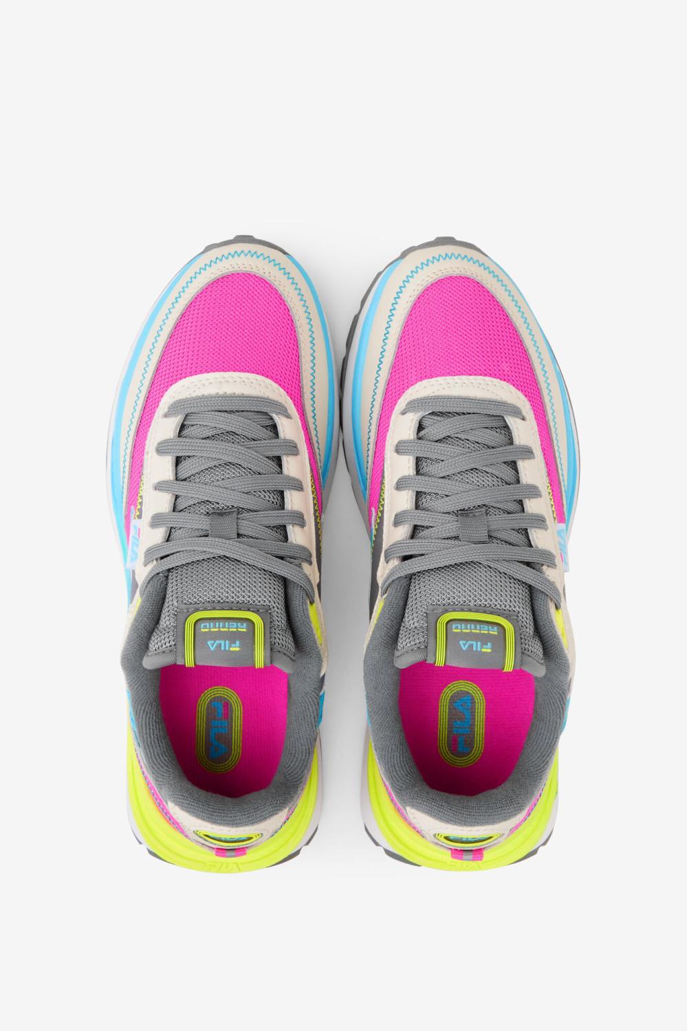 Kids Little Kids (10.5-3) | FILA Little Kids' Renno 664 KNOCKOUT PINK / WHISPER WHITE / SAFETY YELLOW