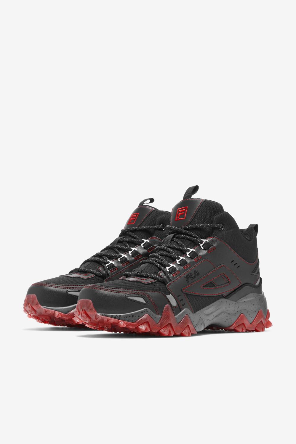 Men Boots | FILA Men's Oakmont Tr Mid 023 BLACK / BLACK / FILA RED