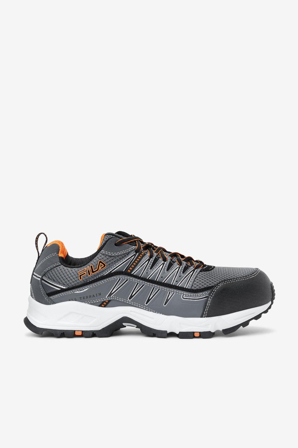 Men Composite Toe Shoes | FILA Men's Memory All Terrain Peak Composite Toe Shoe 054 CASTLEROCK / BLACK / VIBRANT ORANGE