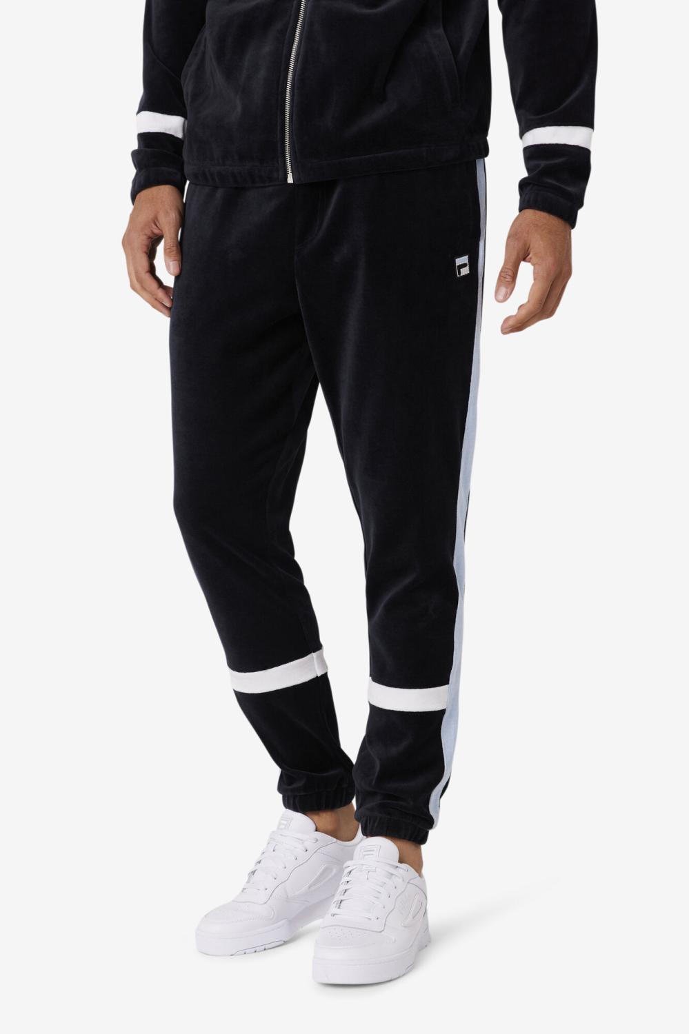 Men Pants &amp; Shorts | FILA Ravid Velour Pant 001 BLACK / SKYWAY / WHITE